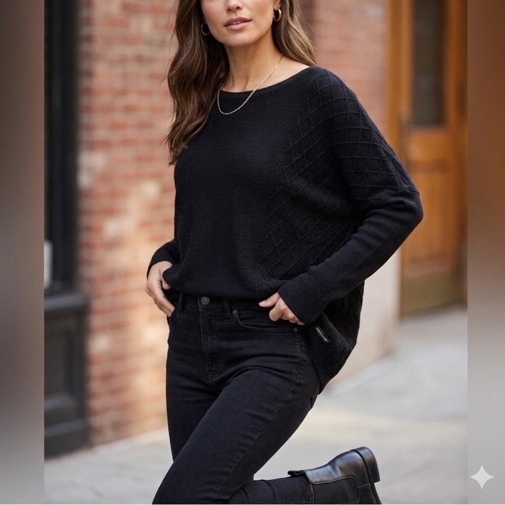 Subtle Luxury Cotton Cashmere Diamond Knit Sweater | Size XS/S (oversized fit)